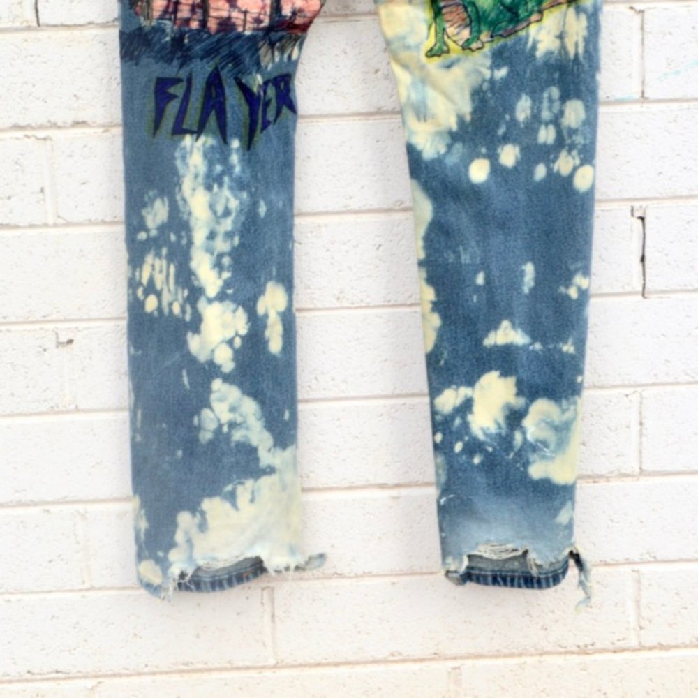 Stranger Things Hand Painted Jeans Tie Dyed 34x34 - Picture 8 of 15